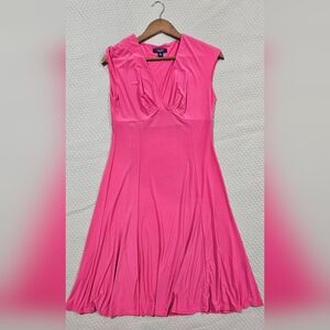 Ralph Lauren Chaps Vibrant Pink Fit & Flare  Cocktail  Dress Size M